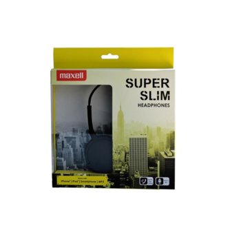 Слушалки MAXELL HP200 SUPER SLIM, микрофон, черни