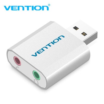 Външна звукова карта Vention VAB-S13, USB 2.0, 1x Audio Out, 1x Mic, сребриста image