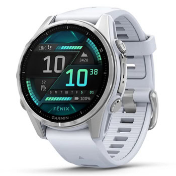 Смарт часовник Garmin fenix 8 43mm (Silver/Whitestone), 1.3" (3.3cm) AMOLED дисплей, Bluetooth, ANT+, Wi-Fi, GPS, 32GB Flash памет, мониторинг на съня, следене на сърдечния ритъм, 10ATM, до 10 дни време на работа, бял/сребрист | JAR Computers Garmin fenix 8 43mm Silver Whitestone 010-02903-00