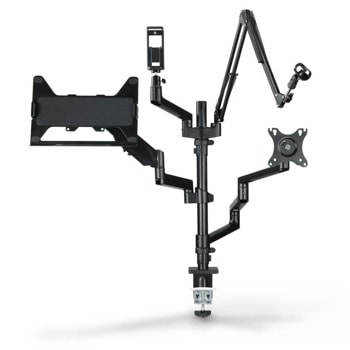 Стойка за монитори Hama 04663, за бюро, за екрани от 13" до 32", VESA до 100 x 100, до 8 кг, регулируема, за до 2бр. монитора, рамо на микрофон, рамо със сферична глава, черна | JAR Computers HАМА 04663
