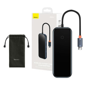 Докинг станция Baseus AcmeJoy (WKJZ010013), 4 порта, от USB Type C към 4x USB 3.0 Type-А, 1x USB Type C-PD, тъмносив | JAR Computers Baseus AcmeJoy WKJZ010013
