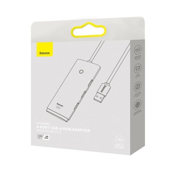USB Хъб Baseus Lite Series 5-Port, 5 порта, от USB Type-A към 4x USB 3.0 Type-A, 1x USB 3.0 Type-C, бял 5V | JAR Computers Baseus Lite Series 5-Port Hub WKQX030102