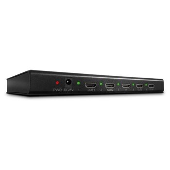 HDMI сплитер Lindy LNY-38241, от 1x HDMI(ж) към 4x HDMI(ж), до Ultra HD резолюция | JAR Computers LINDY LNY-38241