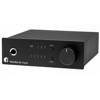 Предусилвател Pro-Ject Head Box S2 Digital, Optical-in, Coaxial-in, 6.3mm изход за слушалки, 5 филтъра, DSD, декодиране до 32-bit/768kHz, черен | JAR Computers Предусилвател Pro-Ject Head Box S2 Digital черен