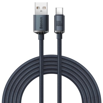 Кабел Baseus Crystal Shine USB-A to USB-C Cable (CAJY000501), от USB A(м) към USB C(м), 2m, черен | JAR Computers Baseus Crystal Shine USB-A/USB-C Cable CAJY000501