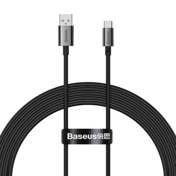 Кабел Baseus Superior P10320102114-01, от USB-A(м) към USB-C(м), 1.5m, 100W, черен | JAR Computers Baseus Superior P10320102114-01