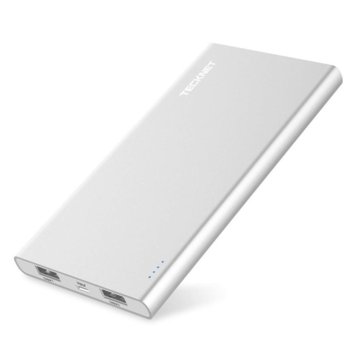 Външна батерия/power bank TeckNet iEP1000 PowerCrest C1, 10000mAh, сребриста, 2xUSB, за смартфони и таблети | JAR Computers TeckNet iEP1000 PowerCrest C1