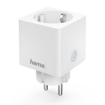 Смарт контакт HAMA Mini (176575), Wi-Fi, 3680W, безжично управление, измерване на сумарна енергийна консумация, бял image