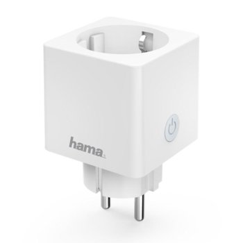 Смарт контакт HAMA Mini (176575), Wi-Fi, 3680W, безжично управление, измерване на сумарна енергийна консумация, бял | JAR Computers HAMA-176575
