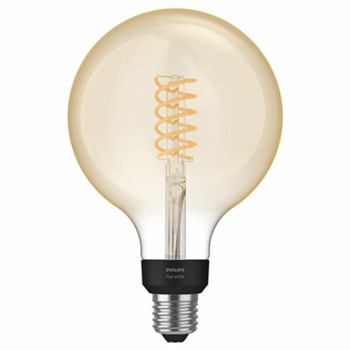Смарт крушка Philips HueW 929002459001, Bluetooth, 7W, формат G125, E27, 2100K, 550 lm, димираща, топла бяла светлина | JAR Computers Philips HueW 7W Fil G125 EUR E27 929002459001