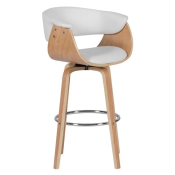 Бар стол Carmen 4040, до 100кг, еко кожа, дървена база, бял image