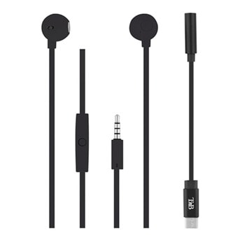 Слушалки TnB Sweet, микрофон, бутон за разговори, черни, AUX, с Type-C адаптер | JAR Computers TNB Sweet Black ESSWEETCBK Type-C адаптер