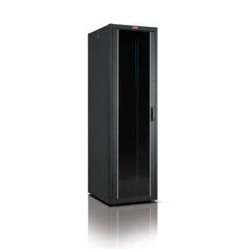Комуникационен шкаф Lande LN-DB26U6060-BL, 19", 26U, 600 x 600 мм, стъклена врата, черен | JAR Computers Lande LN-DB26U6060-BL