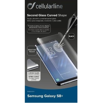Протектор от закалено стъкло /Tempered Glass/, Cellular Line Second Glass Curved Shape, за Samsung S8 Plus, прозрачен | JAR Computers Cellular Line Second Glass Curved Shape S8 Plus
