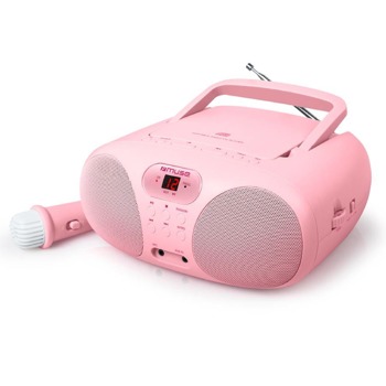 Радио Muse D-203 KB Pink, FM, LED дисплей, MIC, AUX, CD / CD-R / CD-RW, розово image