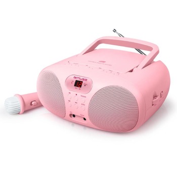 Радио Muse D-203 KB Pink, FM, LED дисплей, MIC, AUX, CD / CD-R / CD-RW, розово | JAR Computers Muse D-203 KB Pink
