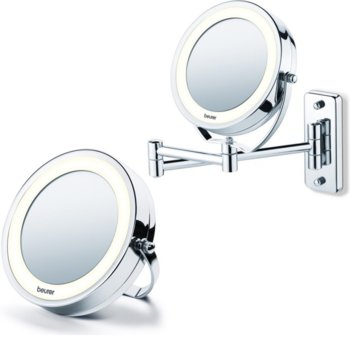 Козметично огледало Beurer BS59, 2 огледала (нормално и с 5 степенно увеличение), 8 LED диода, диаметър 11см, възможност за закачане на стена image