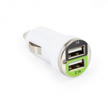 Зарядно за кола SBOX CC-221W, от авт. запалка към 2x USB A(ж), 12-24V, 2.1А, бяло | JAR Computers SBOX CC-221W