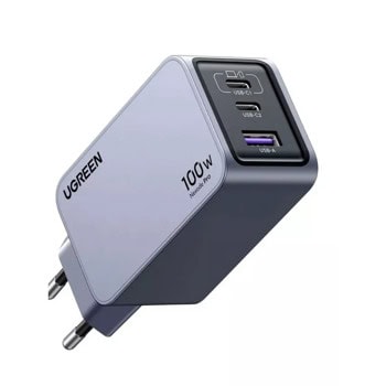 Зарядно устройство Ugreen X757, от контакт към 2x USB C(ж), 1x USB A(ж), сиво, 100W, QC 4.0 | JAR Computers Зарядно устройство Ugreen X757 25874