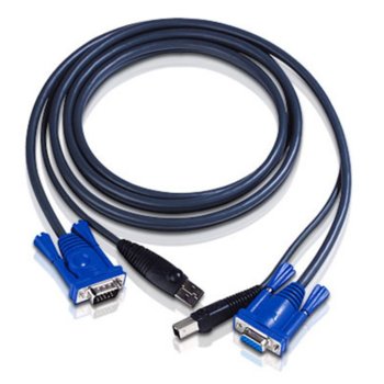 KVM кабел ATEN 2L-5002U, HD15 M + USB A type M >> HD15 F + USB type B M, 1.8 м | JAR Computers ATEN 2L-5002U