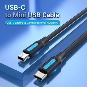 Кабел Vention USB C m to Mini USB m 5pin 0.5m | JAR Computers Кабел Vention USB C m to Mini USB m 5pin 0.5m