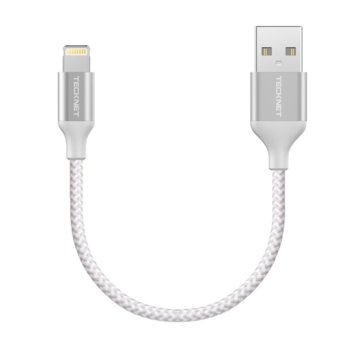 Кабел TeckNet, USB A(м) към Lightning (м), 10cm, бял | JAR Computers TeckNet P6010 USB to Lightning 10cm