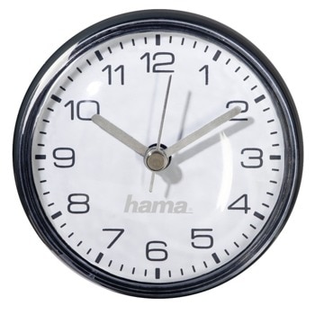 Часовник Hama Mini 186415, за баня, стенен, кварцов механизъм, черен image