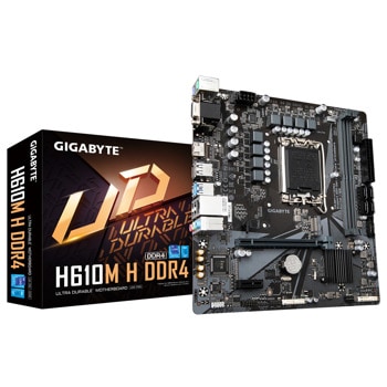 Дънна платка Gigabyte H610M H DDR4, H610, LGA1700, DDR4, PCI-E 4.0 (HDMI&VGA), 4x SATA3 6.0 Gb/s, 1x M.2, 4x USB 3.2 Gen 1, Micro ATX | JAR Computers Gigabyte H610M H DDR4 LGA 1700
