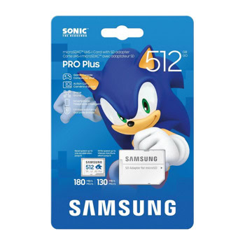 Карта памет 512GB MicroSDXC с адаптер, Samsung SONIC PRO PLUS, UHS-I, скорост на четене до 180MB/s | JAR Computers Карта памет Samsung SONIC PRO PLUS 512GB