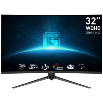 Монитор MSI G32CQ5P (9S6-3DB44H-027), 31.5" (80.01cm) Curved VA панел, 170Hz, WQHD, 1ms, 100 000 000:1, 250cd/m2, DisplayPort, HDMI | JAR Computers MSI G32CQ5P 9S6-3DB44H-027