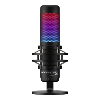 Микрофон Kingston HyperX QuadCast S (HMIQ1S-XX-RG/G), 3m кабел, AUX, USB, RGB подсветка, с поставка, черен | JAR Computers HyperX QuadCast S HMIQ1S-XX-RG/G