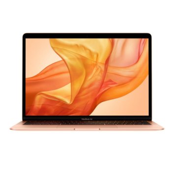 Лаптоп Apple MacBook Air 13 (2018)(MREE2ZE/A)(златист), двуядрен Intel Core i5 1.6/3.6GHz, 13.3" (33.78 cm) WQXGA Retina дисплей(Thunderbolt), 8GB LPDDR3, 128GB SSD, 2x Thunderbolt 3, MacOS Mojave, 1.25kg, Анг. клавиатура | JAR Computers Apple MacBook Air 13in (MREE2ZE/A) Gold 2018