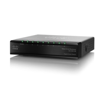 Суич Cisco SG 200-08 SLM2008T-UK, 8x 10/100/1000Base-T ports, PoE | JAR Computers Cisco SG 200-08 8-port Gigabit Smart Switch