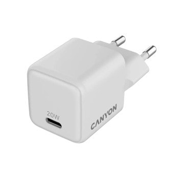 Зарядно устройство Canyon CU20C, от контакт към 1x USB-C(ж), 12V/3A, бяло, 20W | JAR Computers Canyon CU20C CNS-CUW20C
