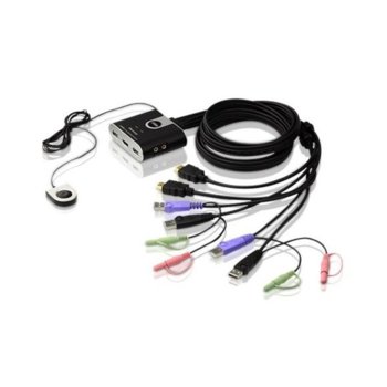 KVM суич ATEN CS692, от 1xHDMI, 2xUSB Type A, 1x3.5mm Audio Jack, 1x3.5mm Audio Jack към 2xHDMI, 2xUSB Type A, 2xUSB Type A, 2x3.5mm Audio Jack | JAR Computers ATEN CS692