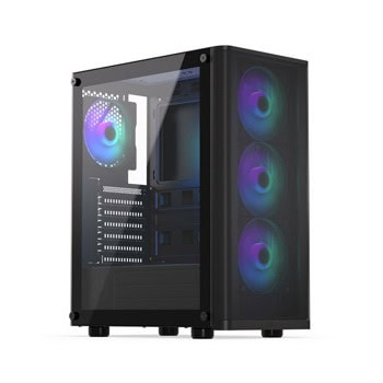 Кутия Endorfy Ventum 200 ARGB, ATX/microATX/Mini-ITX, 2x USB 3.0, 4x 120mm ARGB вентилатора, с прозорец, черна, без захранване | JAR Computers Endorfy Ventum 200 ARGB EY2A014