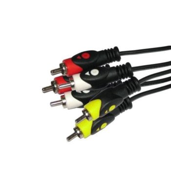 Кабел Royal CABLE-3RCA/500 HQ, от 3x RCA(м) към 3x RCA(м), 5m, черен | JAR Computers Royal CABLE-3RCA/500 HQ 21007226