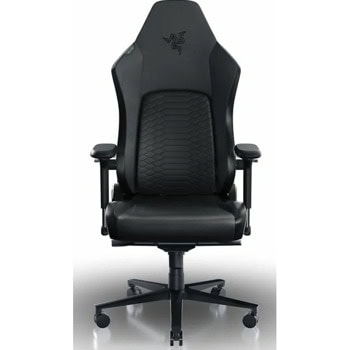 Геймърски стол Razer Iskur V2 Black (RZ38-04900200-R3G1), до 136kg, изкуствена кожа, метална рамка, регулируеми подлакътници, регулируема облегалка, лумбална опора, черен | JAR Computers Razer Iskur V2 Black RZ38-04900200-R3G1