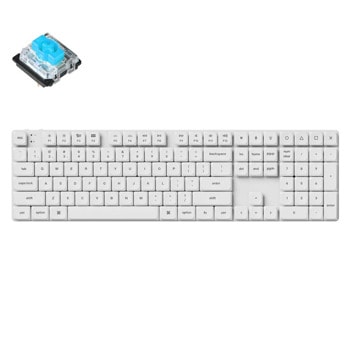 Клавиатура Keychron K5 Pro White QMK/VIA (K5P-Q2), механична, Hot-Swappable Low-Profile Gateron Blue суичове, безжична, гейминг, RGB подсветка, бяла, USB, Bluetooth | JAR Computers Keychron K5 Pro White QMK/VIA K5P-Q2