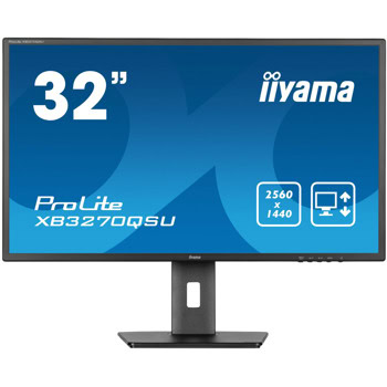 Монитор Iiyama ProLite XB3270QSU-B1, 31.5" (80.01cm) IPS панел, 100Hz, WQHD, 3ms, 80 000 000:1, 250cd/m2, DisplayPort, HDMI, USB Hub | JAR Computers Iiyama ProLite XB3270QSU-B1