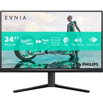 Монитор Philips Evnia 24M2N3200S/00, 23.8" (60.45cm) IPS панел, 180Hz, Full HD, 1ms, Mega Infinity DCR, 300cd/m2, DisplayPort, HDMI | JAR Computers Philips 24M2N3200S/00