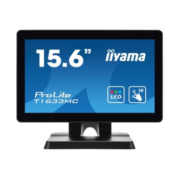 Дисплей Iiyama T1633MC-B1, тъч дисплей, 15.6" (39.62 cm), HD, HDMI, DisplayPort, VGA, USB image