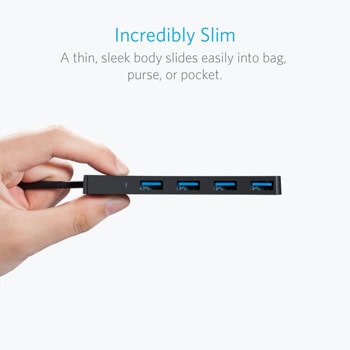 Anker 4-Port Ultra Slim Data Hub Black A7516016 | JAR Computers Anker 4-Port Ultra Slim Data Hub Black A7516016