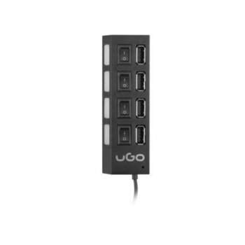USB Хъб uGo MAIPO HU110 UHU-1482, 4x USB 2.0 с суич, черен image