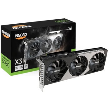 Видео карта Nvidia GF RTX 5080, 16GB, Inno3D X3, PCI-E 5.0, GDDR7, 256-bit, DisplayPort, HDMI | JAR Computers Inno3D GeForce RTX 5080 X3 N50803-16D7-176068N