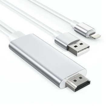 Кабел Choetech LH0020, от HDMI (м) към USB-A(м)/Lightning(м), 1.8m, бял | JAR Computers Choetech LH0020