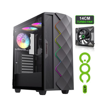 Кутия Gamemax Diamond CP, ATX/microATX/Mini-ITX, 1x USB 3.1 Gen 1, 1x 140mm вентилатор, 1x 120mm вентилатор, с прозорец, черна, без захранване | JAR Computers Gamemax Diamond CP BK GM-12360100043