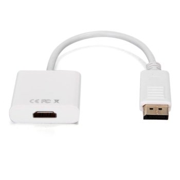 Преходник DisplayPort(м) към HDMI(ж) | JAR Computers DisplayPort(м) към HDMI(ж), бял