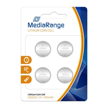Батерии литиеви MediaRange Coin Cells MRBAT131 CR2025, 3V, 150mAh, 4бр. | JAR Computers MediaRange MRBAT131