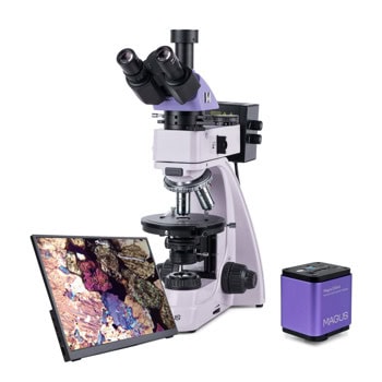 Поляризационен тринокулярен цифров микроскоп MAGUS Pol D850 LCD, 50-600x оптично увеличение, 23.2mm диаметър на тръбата на окуляра, халогенно осветление, цифрова камера MAGUS CHD40, течнокристален монитор MAGUS MCD40 | JAR Computers MAGUS Pol D850 LCD